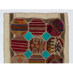 Handmade Turkish Patchwork Carpet Made from Vintage Village Kilim Rugs. 3.7 x 5.6 Ft (110 x 170 cm)