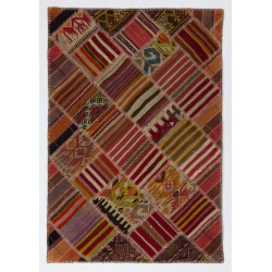Contemporary Handmade Patchwork Kilim Rug, Flat-Weave Floor Covering. 4 x 6 Ft (122 x 180 cm)