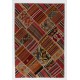 Contemporary Handmade Patchwork Kilim Rug, Flat-Weave Floor Covering. 4 x 6 Ft (123 x 180 cm)