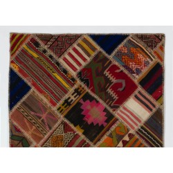 Contemporary Handmade Patchwork Kilim Rug, Flat-Weave Floor Covering. 4 x 6 Ft (123 x 183 cm)