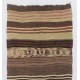 Vintage Striped Wool Kilim from Turkey. Handmade Double Sided Hallway Runner. 4.3 x 9.4 Ft (129 x 285 cm)