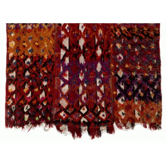 Mutlicolored Anatolian Kilim "Flat-Weave", Handwoven Vintage Wall Hanging. 4.3 x 6 Ft (130 x 180 cm)