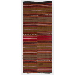 Handwoven Vintage Wool Kilim from Turkey. Striped Double Sided Hallway Runner. 4.3 x 10.5 Ft (130 x 320 cm)