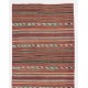Handwoven Vintage Wool Kilim from Turkey. Striped Double Sided Hallway Runner. 4.3 x 11.4 Ft (130 x 345 cm)