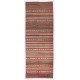 Handwoven Vintage Wool Kilim from Turkey. Striped Double Sided Hallway Runner. 4.3 x 11.4 Ft (130 x 345 cm)