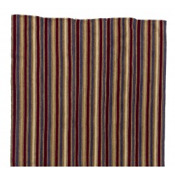 20th Century Hand-Woven Vintage Turkish Wool Kilim with Vertical Bands. 4.5 x 8.7 Ft (136 x 263 cm)