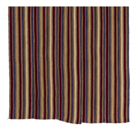 20th Century Hand-Woven Vintage Turkish Wool Kilim with Vertical Bands. 4.5 x 8.7 Ft (136 x 263 cm)