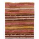 Handwoven Turkish Kilim Made of Wool, Vintage Stiped Rug. 4.6 x 7.5 Ft (140 x 228 cm)