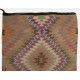 Double Sided Vintage Handmade Kilim from Turkey, Geometric Pattern Wool Rug. 4.6 x 11 Ft (140 x 333 cm)