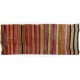 Nomadic Handwoven Vintage Turkish Wool Kilim. Striped Double Sided Hallway Runner. 4.6 x 11.2 Ft (140 x 340 cm)