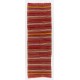 Colorful Nomadic Handwoven Vintage Turkish Wool Kilim. Striped Hallway Runner (Reversible). 4.6 x 14.3 Ft (140 x 435 cm)