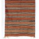 Multicolor Nomadic Handwoven Vintage Turkish Wool Kilim. Striped Hallway Runner (Reversible). 4.7 x 10.8 Ft (143 x 327 cm)