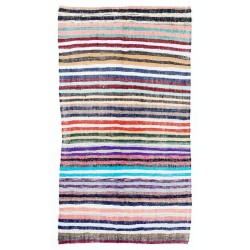 Lovely Multicolored Striped Double Sided Kilim, Vintage Handwoven Rag Rug. 4.8 x 8.7 Ft (145 x 264 cm)