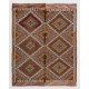 Colorful Vintage Handmade Central Anatolian Kilim Rug with Diamond Patterns. 5 x 6.3 Ft (150 x 190 cm)