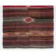 Vintage Handmade Turkish Kilim with Striped & Geometric Patterns. 5 x 8 Ft (150 x 245 cm)
