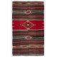 Vintage Handmade Turkish Kilim with Striped & Geometric Patterns. 5 x 8 Ft (150 x 245 cm)