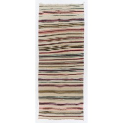 Multicolored Handwoven Vintage Turkish Wool Runner Kilim for Hallway Decor. 5 x 13.3 Ft (150 x 403 cm)