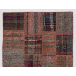 Turkish Patchwork Kilim (Flat-weave) with Tribal Flair, Vintage Handmade Rug. 5 x 8 Ft (152 x 245 cm)
