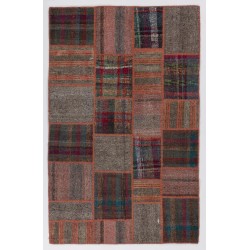 Turkish Patchwork Kilim (Flat-weave) with Tribal Flair, Vintage Handmade Rug. 5 x 8 Ft (152 x 245 cm)