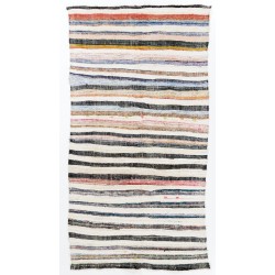Lovely Multicolored Striped Double Sided Kilim, Vintage Handwoven Rag Rug. 5 x 9.6 Ft (152 x 290 cm)
