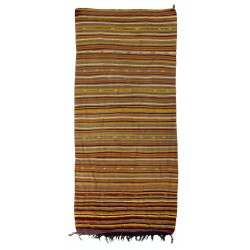 Handwoven Vintage Turkish Wool Runner Kilim for Hallway Decor. 5 x 11.2 Ft (152 x 340 cm)
