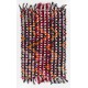 Striped Handmade Turkish Kilim Rug with Colorful Poms. Tribal Style Bed Cover & Wall Hanging. 5 x 7.5 Ft (153 x 228 cm)