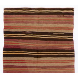 Vintage Striped Handwoven Anatolian Kilim Rug for Home & Office Decor, 100% Wool. 5 x 9.6 Ft (155 x 290 cm)
