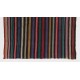 Handmade Vintage Turkish Kilim Flat-Weave Kilim Rug with Black, Orange, Lilac and Green Stripes. 5.2 x 6.5 Ft (156 x 198 cm)