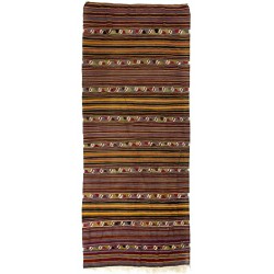Traditional Vintage Colorful Striped Turkish Kilim Rug. 5.2 x 9.4 Ft (156 x 285 cm)