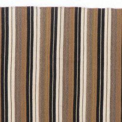 Authentic Handmade Turkish Kilim (Flat-Weave) with Vertical Bands, 100% Wool. 5.2 x 8.3 Ft (157 x 250 cm)