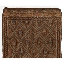 Room-Size Turkish Jajim Kilim, Vintage Flat Weave Floor Covering Made of Wool. 5.3 x 8.9 Ft (160 x 270 cm)