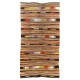 Multicolor Handmade Turkish Kilim (Flat-Weave) with Striped Design, 100% Wool. 5.3 x 10 Ft (160 x 305 cm)