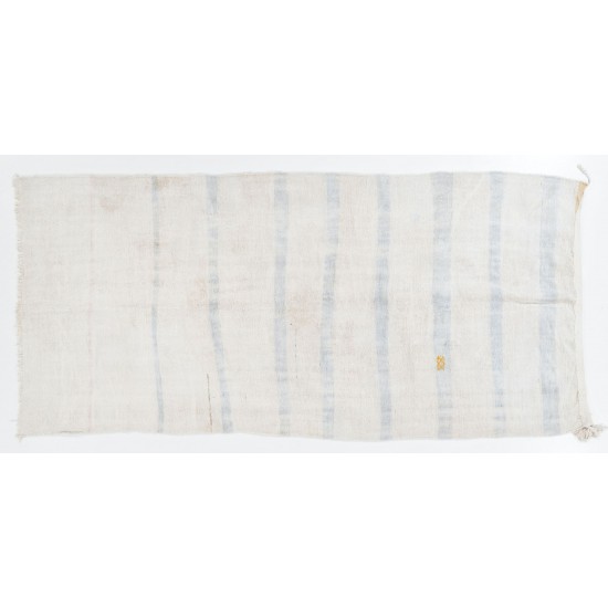 Cotton Striped Kilim Rug from Turkey, Vintage Flat-Weave Rug. 5.3 x 11.2 Ft (160 x 340 cm)