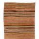 Banded Handwoven Vintage Turkish Wool Runner Kilim for Hallway Decor. 5.3 x 11.9 Ft (160 x 360 cm)