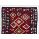 Multicolor Handmade Turkish Kilim (Flat-Weave) with Geometric Design, 100% Wool. 5.4 x 8.5 Ft (163 x 257 cm)