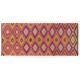 Dazzling Vintage Turkish Wool Kilim, Geometric Patterned Flat-Weave Rug. 5.4 x 12 Ft (164 x 363 cm)