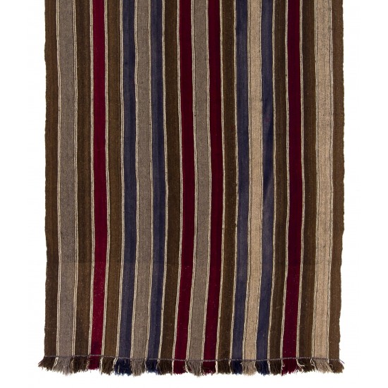 Colorful Vintage Anatolian Kilim Runner with Vertical Bands. 5.5 x 13.2 Ft (166 x 400 cm)