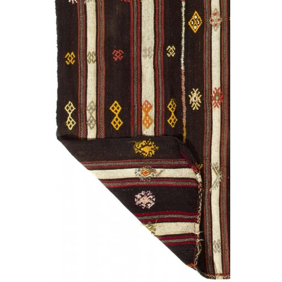 Nomadic Handwoven Turkish Kilim, Striped Vintage Rug. 5.5 x 10.3 Ft (167 x 311 cm)