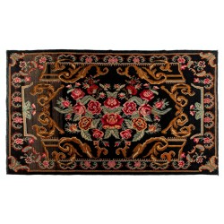Bessarabian Vintage Hand-Woven Moldovian Wool Kilim, Unique Floral Pattern 50 years old Kilim Rug. 5.6 x 9.3 Ft (169 x 283 cm)