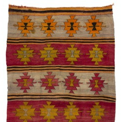 Striped Handwoven Vintage Turkish Double Sided Runner Kilim for Hallway Decor, 100% Wool. 5.6 x 11.6 Ft (170 x 352 cm)