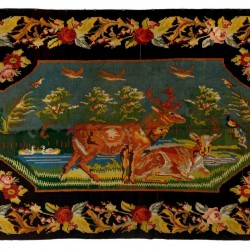 Bessarabian Vintage Hand-Woven Moldovian Wool Kilim, Unique Floral Pattern Kilim from the 1970's. 5.7 x 8.6 Ft (171 x 260 cm)