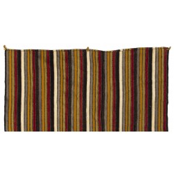 Multicolored Striped Vintage Handmade Turkish Authentic Kilim "Flat-Weave". 100% Wool. 5.7 x 5.9 Ft (172 x 178 cm)