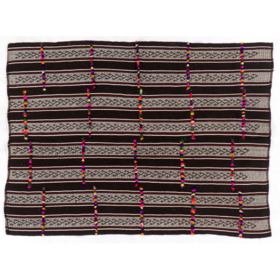Multicolored Vintage Handmade Turkish Authentic Kilim "Flat-Weave". 100% Wool. 5.8 x 7.5 Ft (175 x 227 cm)