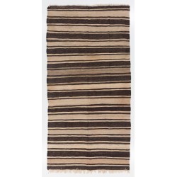 Striped Handwoven Vintage Turkish Double Sided Runner Kilim for Hallway Decor, 100% Wool. 5.8 x 11.2 Ft (175 x 340 cm)