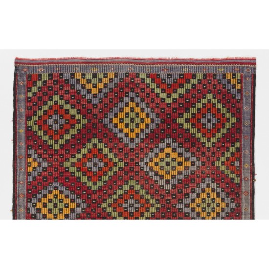 Nomadic Central Anatolian Jijim Kilim, Flat Weave Wool Rug. 5.8 x 11 Ft (176 x 335 cm)