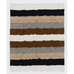 Handmade Soft Mohair Wool Kilim Rug, Vintage Cotton Bed Cover, Sofa Throw.. 6 x 7.4 Ft (180 x 223 cm)
