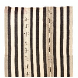 Multicolored Vintage Handwoven Anatolian Wool Kilim Rug with Vertical Bands. 6 x 12.2 Ft (180 x 370 cm)