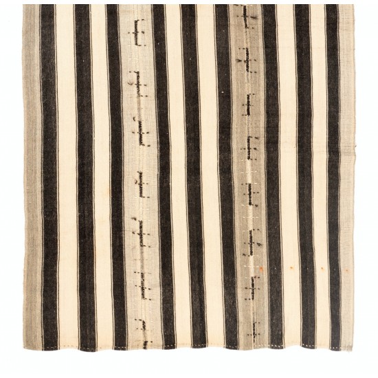 Multicolored Vintage Handwoven Anatolian Wool Kilim Rug with Vertical Bands. 6 x 12.2 Ft (180 x 370 cm)