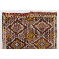 Multicolored Vintage Handmade Kilim from Turkey, Geometric Pattern Rug. 6 x 7.9 Ft (182 x 240 cm)