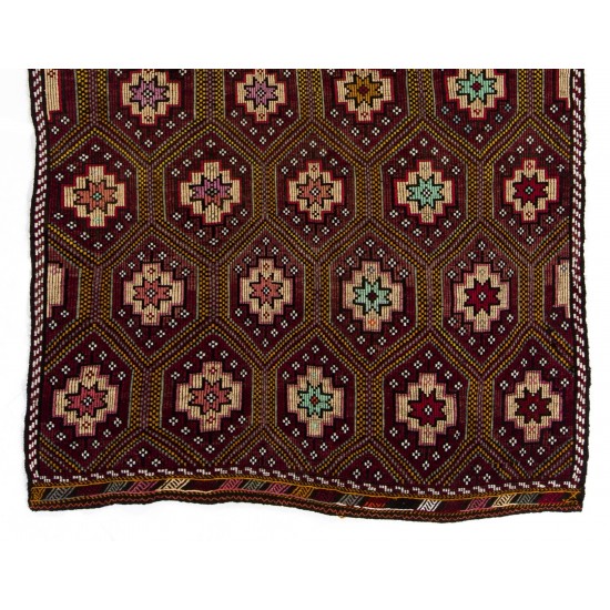 Authentic Turkish Wool Kilim Rug, Flat-Weave Floor Covering. 6 x 9.6 Ft (182 x 290 cm)